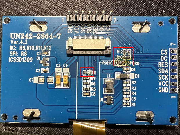 このようにR8の抵抗をR9に接続させ、リボンケーブルを外してからR10とR11、R12を短絡させる